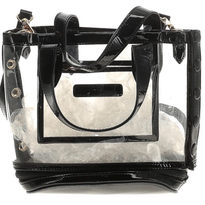 Pre-Loved Designer Beautiful & Perfect Clear Tote Bag With Glossy Black Trim